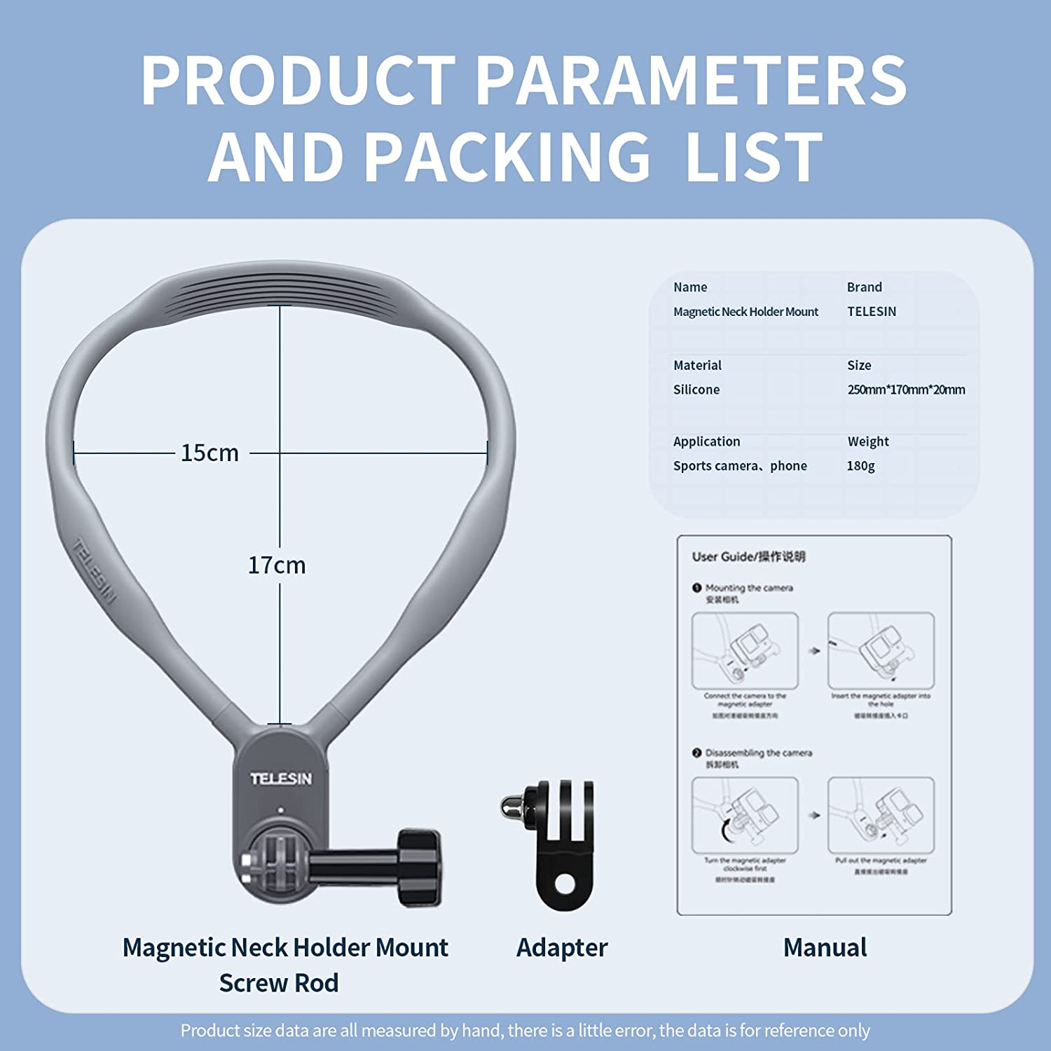 2023 New Magnetic POV Selfie Neck Holder Mount with Phone Clip Vertical Mount Kit, Centered Angle Adjustable Shoulder Chest View Support for GoPro Max Hero Insta360 DJI Action 3 iPhone Android