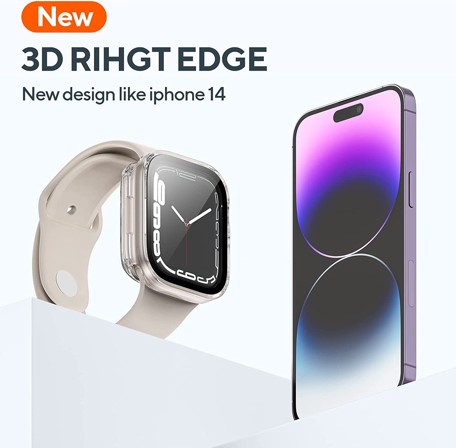 2 Pack 2 in 1 Waterproof Case for Apple Watch Series 8 7 45mm, Straight Edge PC Front & Back Bumper with Tempered Glass Screen Protector 360 Protective Cover for iWatch (45mm, Black/Clear)