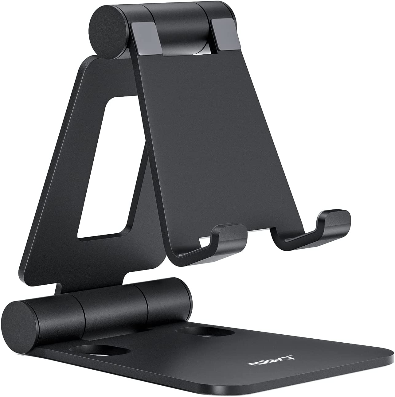 Nulaxy Dual Folding Cell Phone Stand, Fully Adjustable Foldable Desktop Phone Holder Cradle Dock Compatible with Phone 14 13 12 11 Pro Xs Xs Max Xr X 8, Nintendo Switch, Tablets (7-10"), All Phones