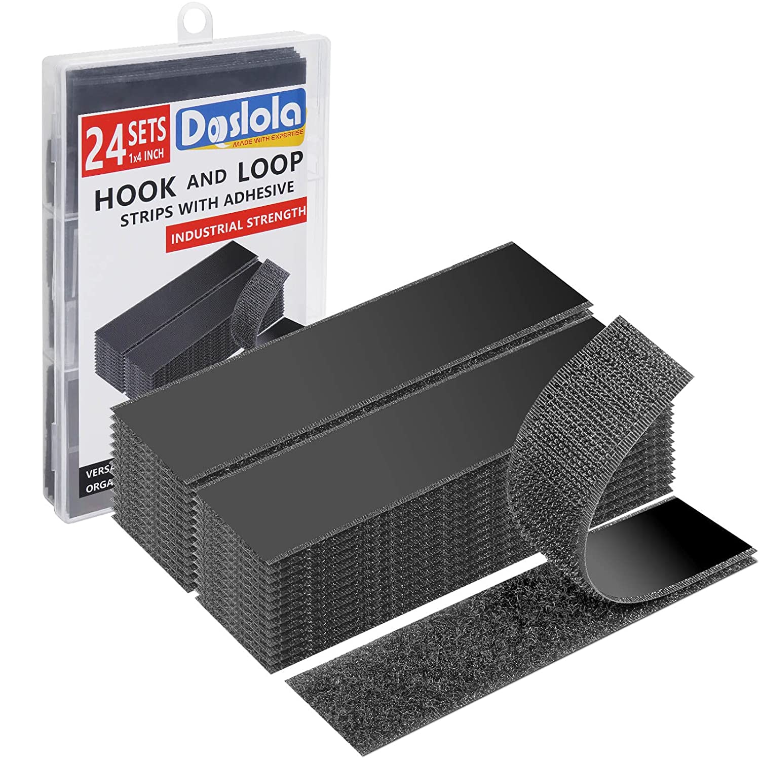 Doslola 12 Sets 2x4 Inch Hook and Loop Strips with Adhesive, Strong Back Adhesive Fasteners Mounting Tape for Home Office School Organization, Crafting, Home Improvement Decorating