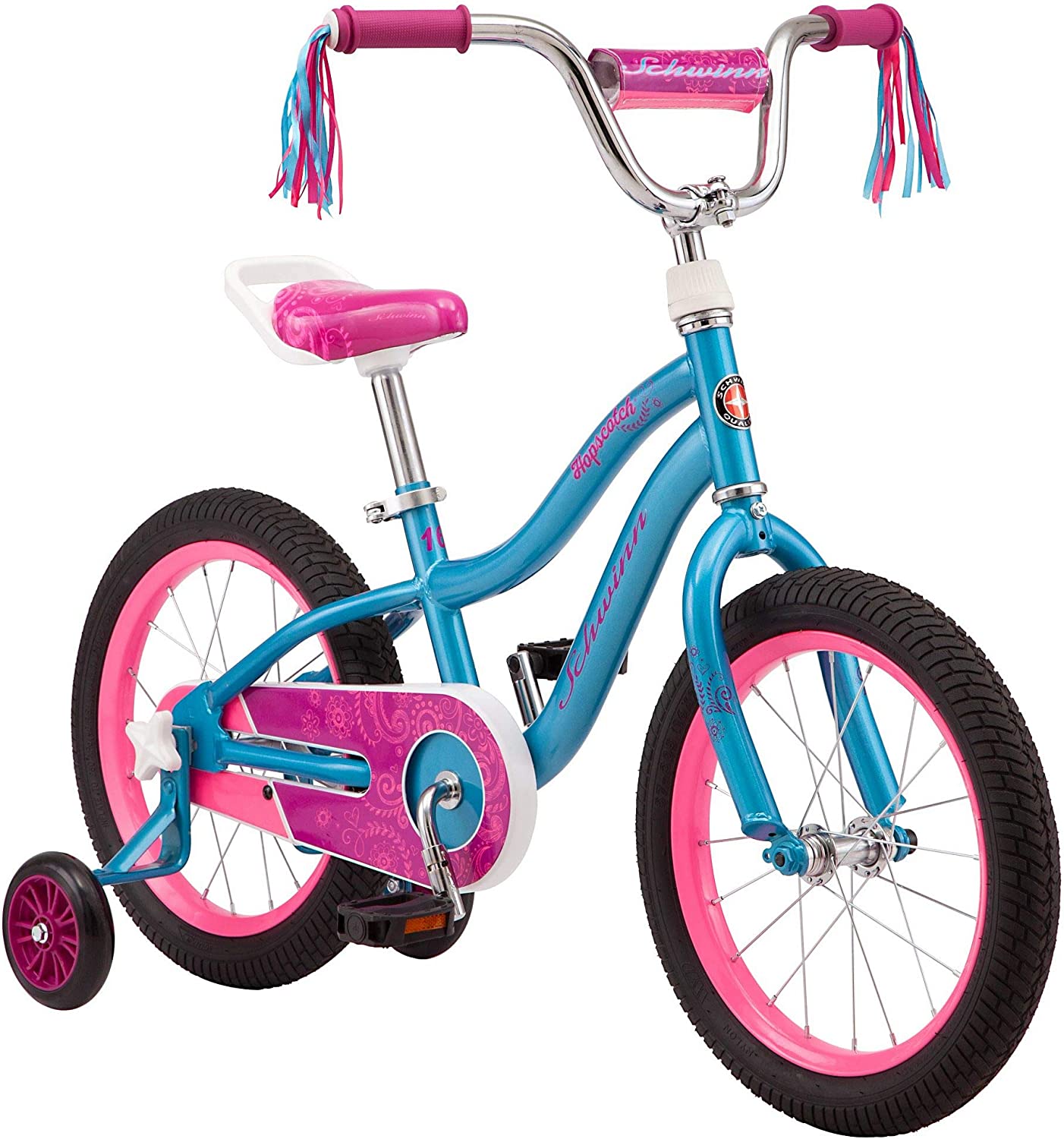 Schwinn Hopscotch & Toggle Kids Bike, Boys and Girls Bicycle, 12-16-Inch Wheels, Removable Training Wheels for 2-4 Year Olds, Handle Handle for Assitance, Easy Tool-Free Assembly