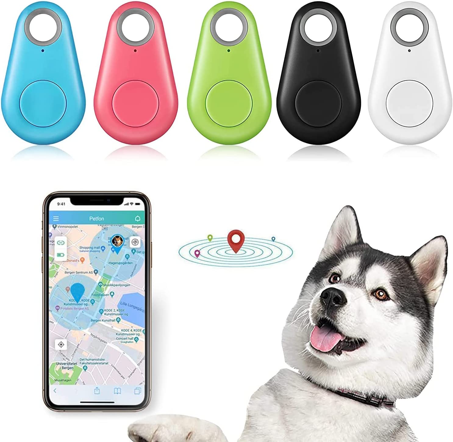 2023 Portable GPS Tracking Mobile Smart Anti Loss Device Key Finder Locator GPS Smart Tracker Device for Kids Dog Pet Cat Wallet Keychain Luggage,Alarm Reminder, App Control (1-Pack) White