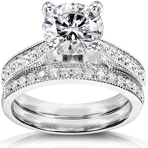 Kobelli Round Moissanite Pave-Set Bridal Set 2 1/3 CTW 14k White Gold