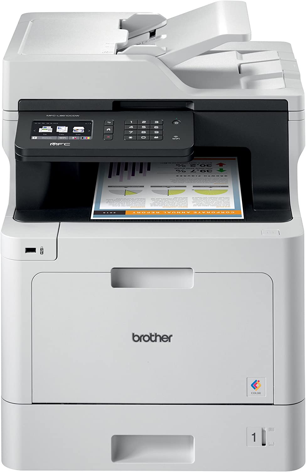 Brother Color Laser, Multifunction, All-in-One Printer, MFC-L8610CDW, Wireless Networking, Automatic Duplex Printing, Mobile Printing and Scanning, Amazon Dash Replenishment Ready