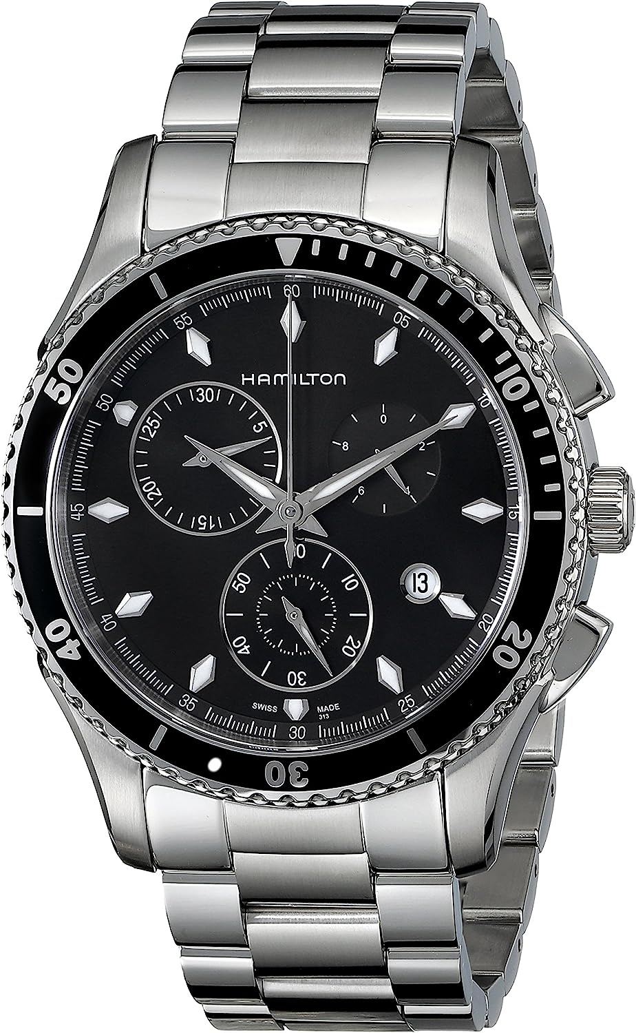 Hamilton Men's H37512131 Jazzmaster Seaview Black Chronograph Dial Watch