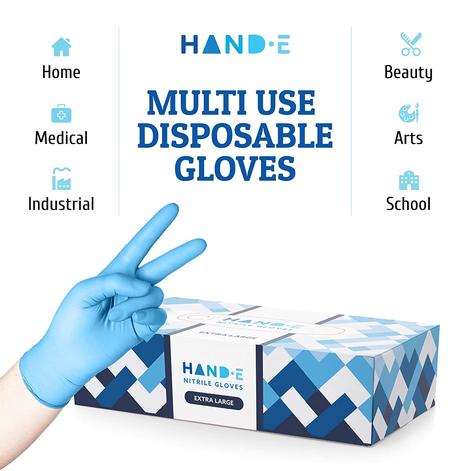 Blue Nitrile Disposable Gloves Large 200 Count - Latex Free Medical Exam Gloves, Powder Free Food Safe Cooking Gloves