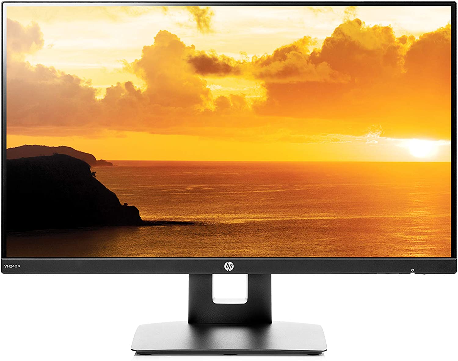 HP VH240a 23.8-Inch Full HD 1080p IPS LED Monitor with Built-In Speakers and VESA Mounting, Rotating Portrait & Landscape, Tilt, and HDMI & VGA Ports (1KL30AA) - Black