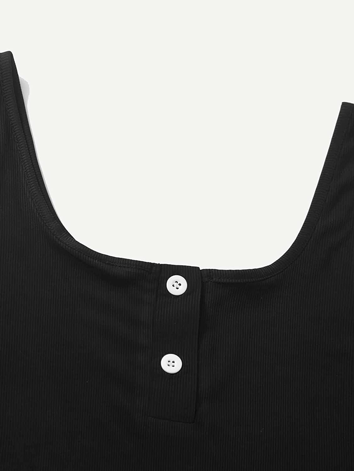 SheIn Women's 2 Piece Sleeveless Button Front Crop Tank Tops and Plaid Pants Pajama Lounge Set