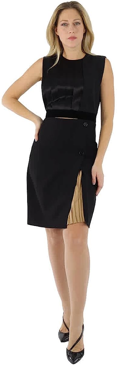 BURBERRY Black Silk and Wool Panel Detail Shift Dress, Brand Size 2 (US Size 0)