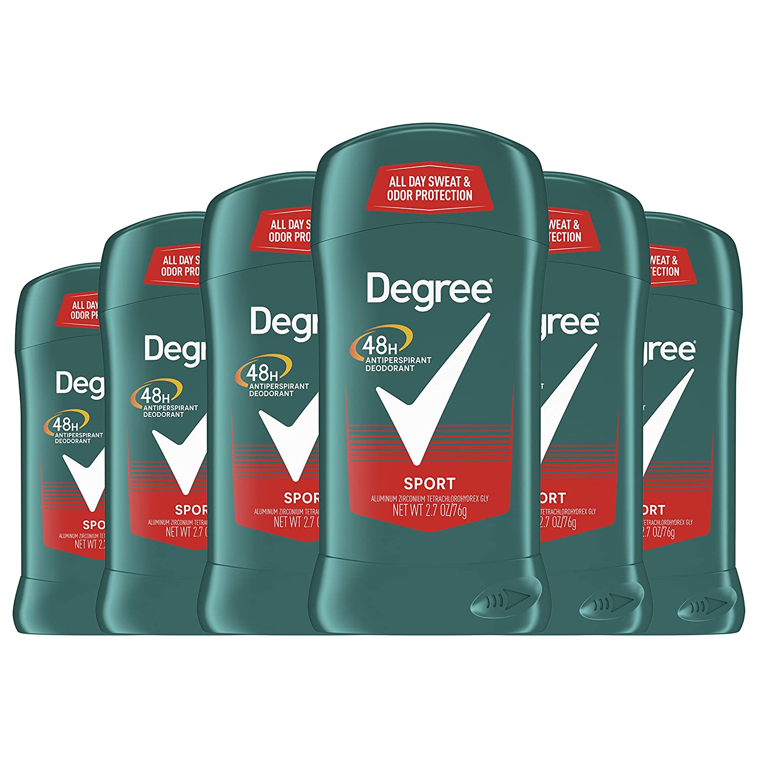 Degree Men Original Protection Antiperspirant Deodorant 48-Hour Sweat and Odor Protection Sport Antiperspirant For Men 2.7 oz, Pack of 6 (Package May Vary)