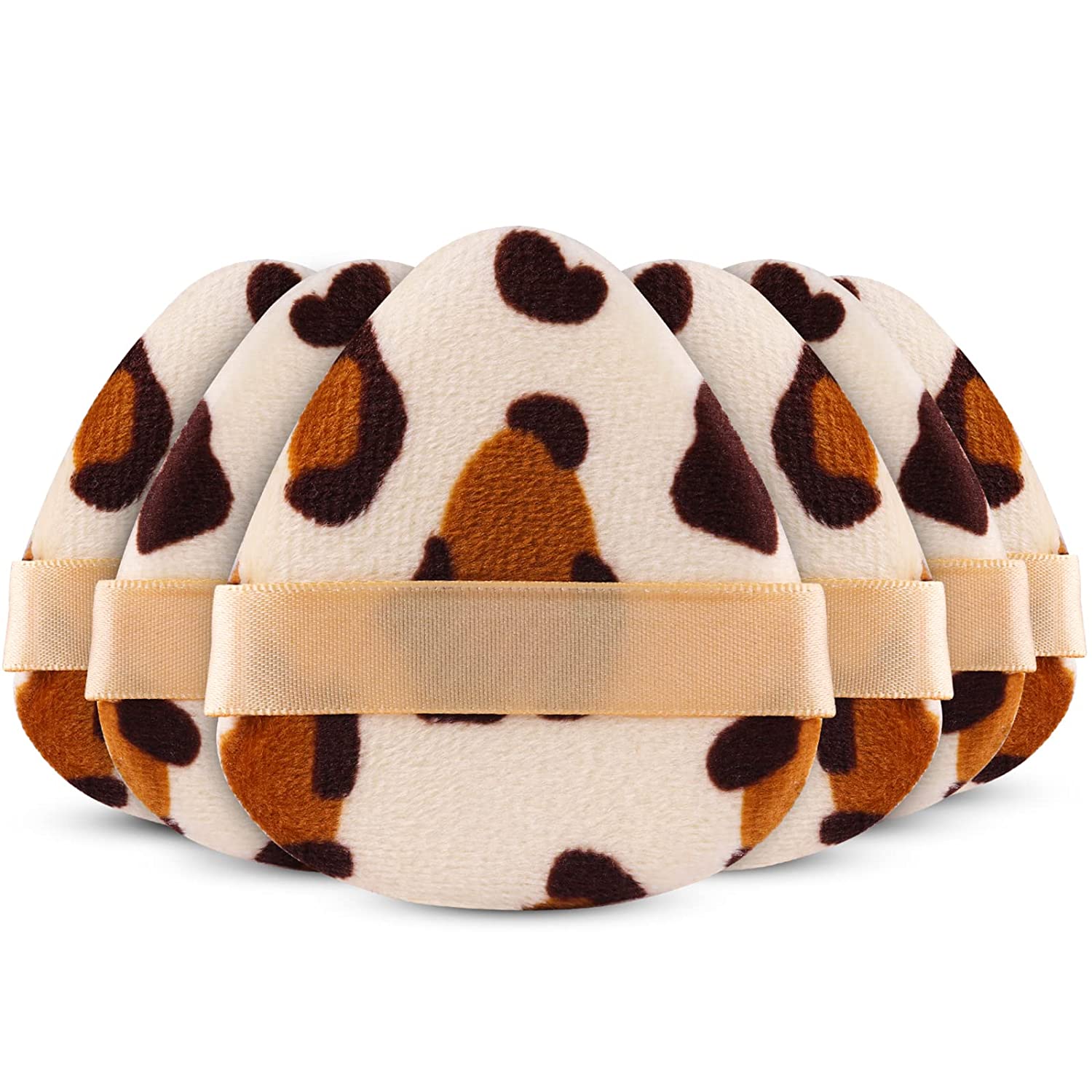 Foonbe Triangle Powder Puff For Loose Powder & Liquid Cosmetic, Soft Plush Powder Puff, Makeup Foundation Puff Makeup Tool (Leopard Print)