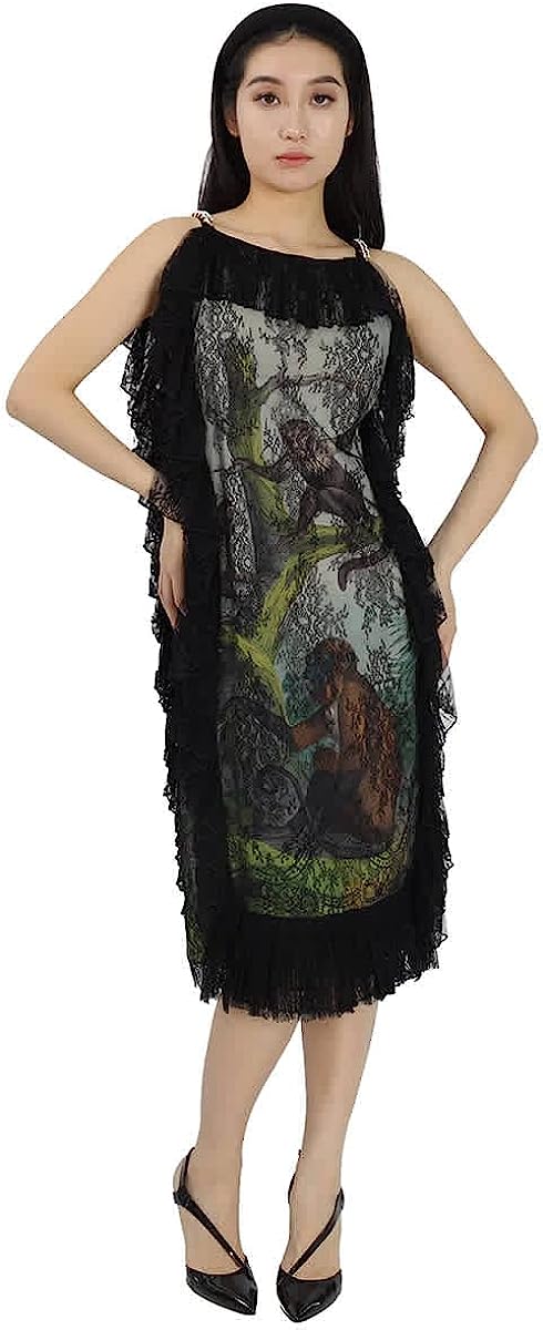 BURBERRY Ladies Light Opal Green Chantilly Lace and Monkey Print Shift Dress, Brand Size 8 (US Size 6)