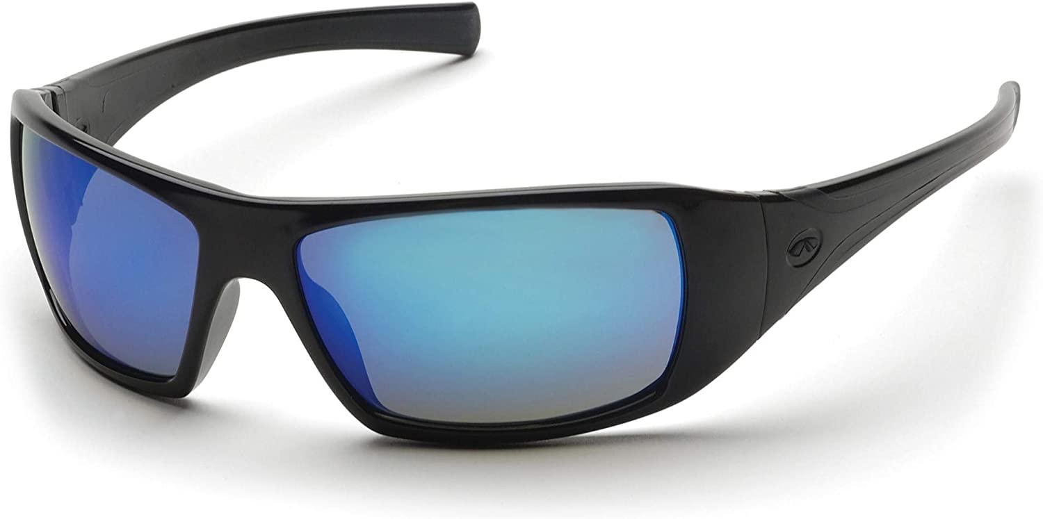 Pyramex Safety-SB5665D Goliath Safety Eyewear, Black Frame, Ice Blue Mirror Lens