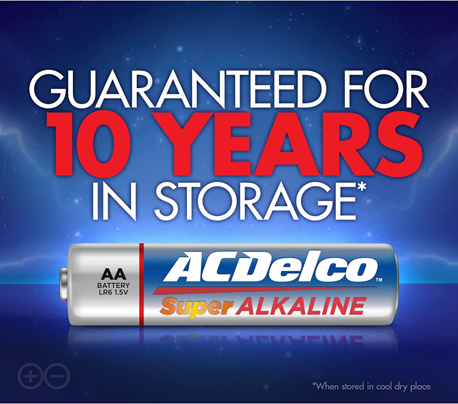 ACDelco 40-Count AA Batteries， Maximum Power Super Alkaline Battery， 10-Year Shelf Life， Recloseable Packaging， Blue