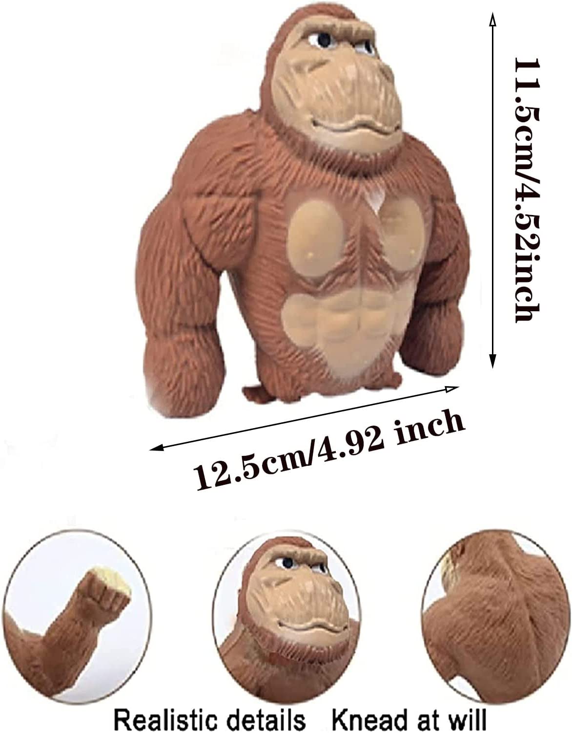 Monkey Toy Squishy Monkey Toy Figure for Kids and Adults Decompress and Stretch Stress,Monkey Stress Relief Toy Squeeze Toys Gift for Christmas Birthday Easter and Children’s Day (Brown)