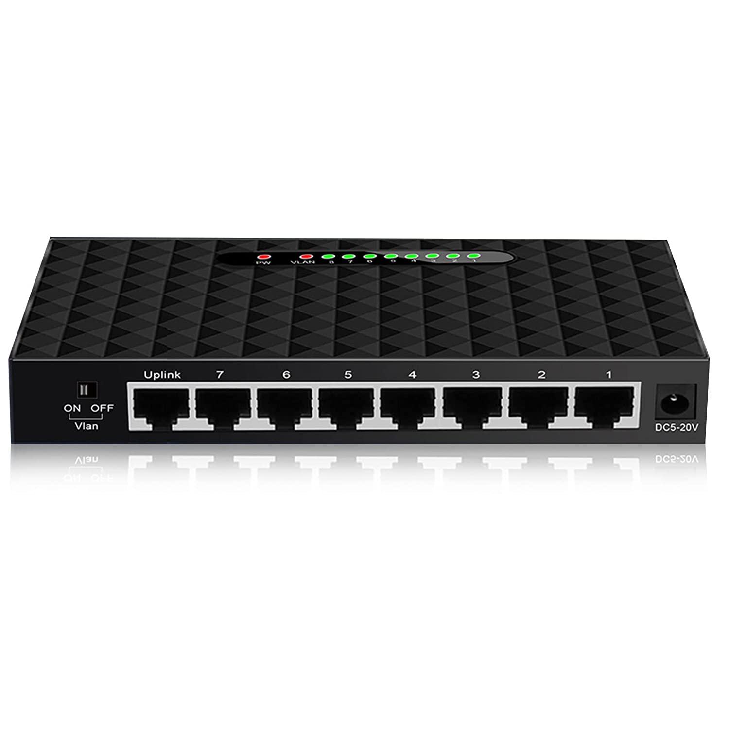 TEROW Link TXE099 8 Port Gigabit Ethernet Network Switch, 10/100/1000Mbps Network Switch Hub, Desktop Unmanaged Ethernet Splitter, Durable Plastic Casing, Fanless Quiet, Plug and Play