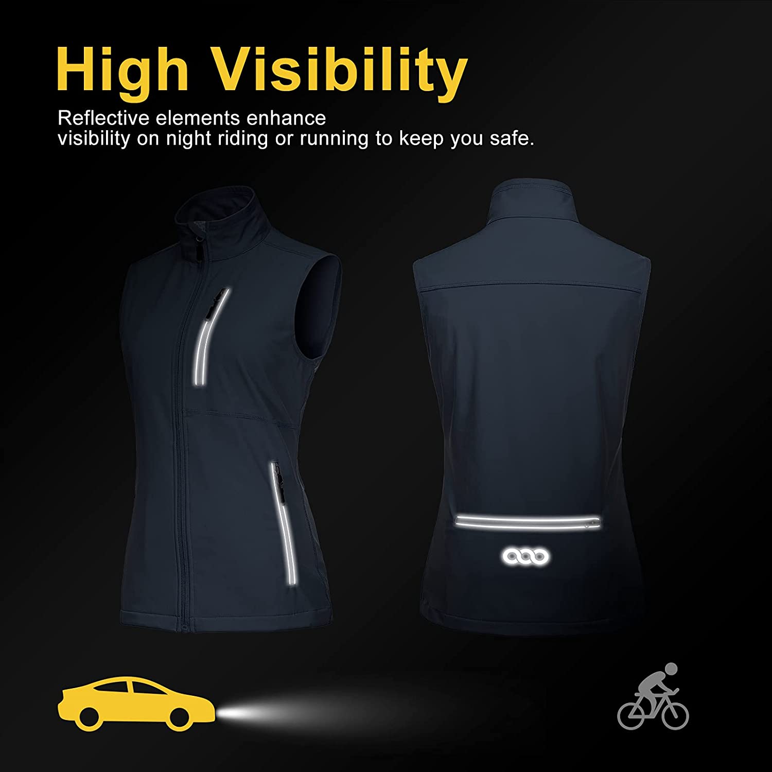 33,000ft Women's Lightweight Running Vest Outerwear with Pockets, Windproof Sleeveless Jacket for Golf Hiking Travel