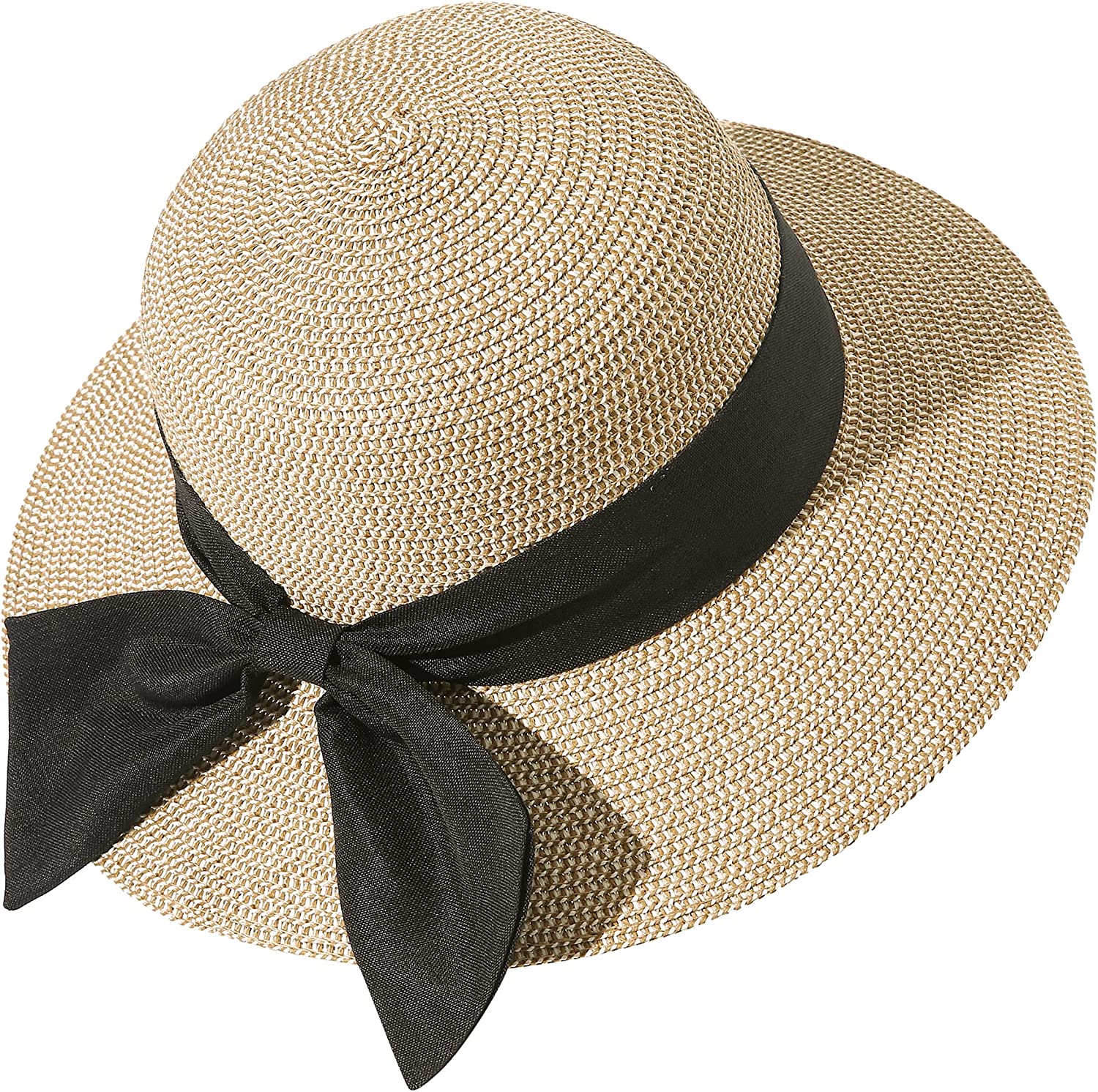 Lanzom Summer Sun Hats for Women Lady Wide Brim Straw Hat Beach Hat UPF Foldable Packable Cap for Travel Outdoor