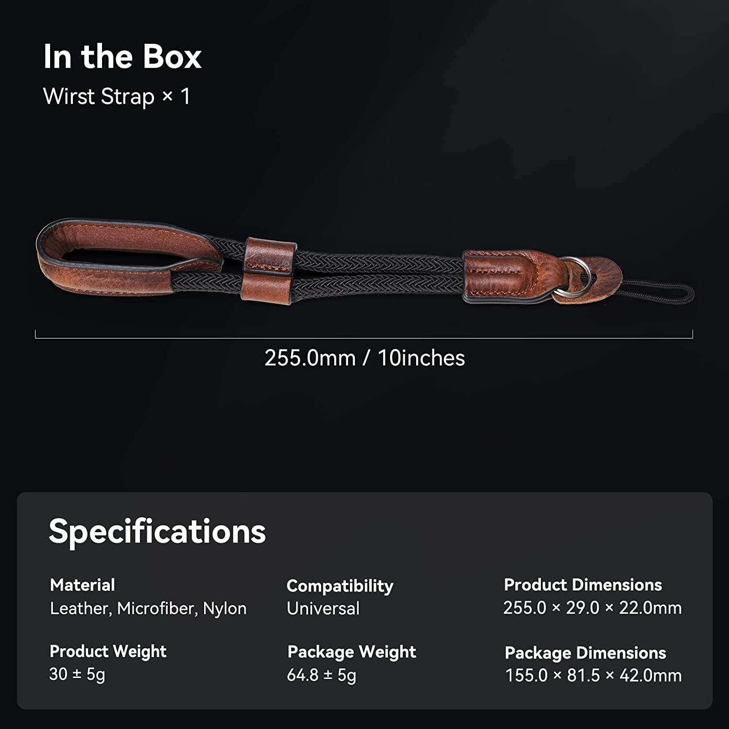 SMALLRIG Camera Wrist Strap, Vintage Leather Camera Hand Strap for DSLR SLR Mirrorless, Adjustable Safety Strap for Fujifilm X-T5 and Other Compact Cameras, Brown - 3926