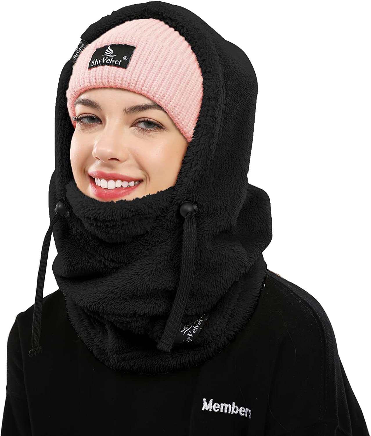 Shy Velvet Balaclava Wind-Resistant Winter Face Mask, Fleece Ski Mask for Men and Women, Warm Face Cover Hat Cap Scarf