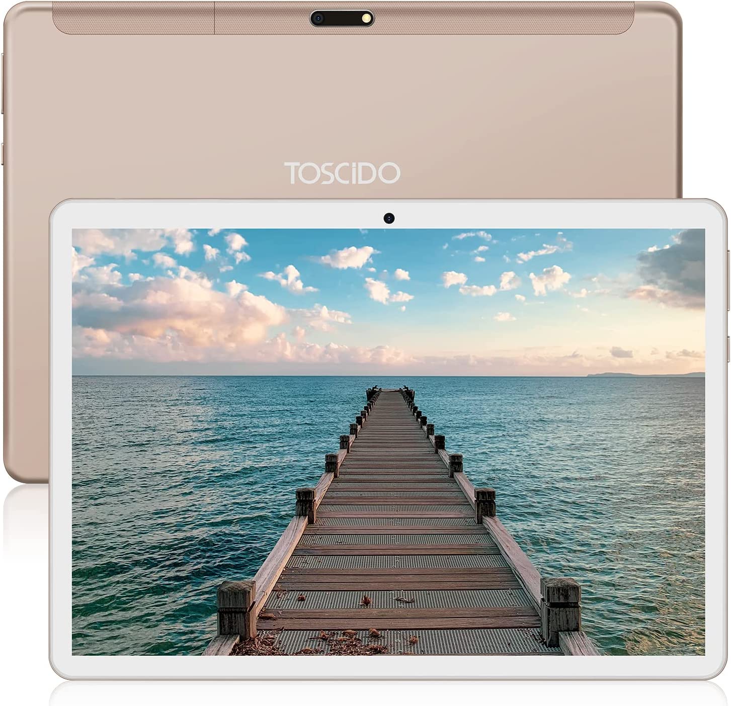 TOSCiDO Android 11 Tablet, 10 inch Tablet, 4GB RAM 64GB Storage, Octa-Core Processor, HD IPS Display, Dual Camera, Wi-Fi Support, Bluetooth, GPS, FM, USB Type-C Charging, Tablet Gold