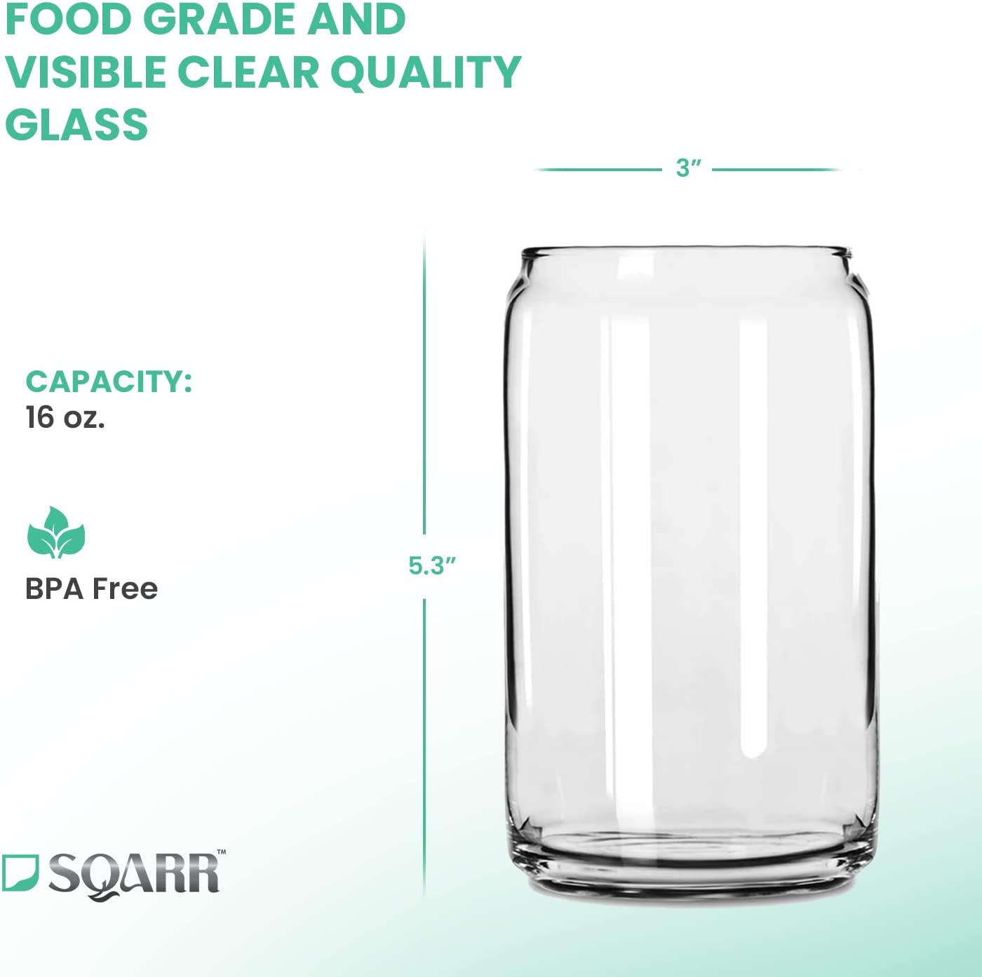 Drink Glasses Can Shaped Cocktail Glasses, Beer Mug Glass Tumblers with Lids - 6 Glassware Sets Iced Coffee Soda Can Glasses Cool Mug Set - 16 Oz Capacity Iced Tea Glasses