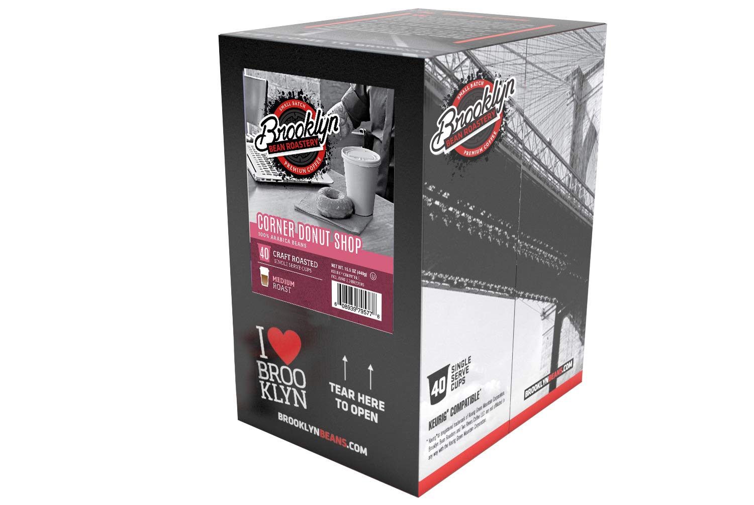 Brooklyn Beans Corner Donut Shop Gourmet Coffee Pods, Compatible with 2.0 Keurig K Cup Brewers, 40 Count