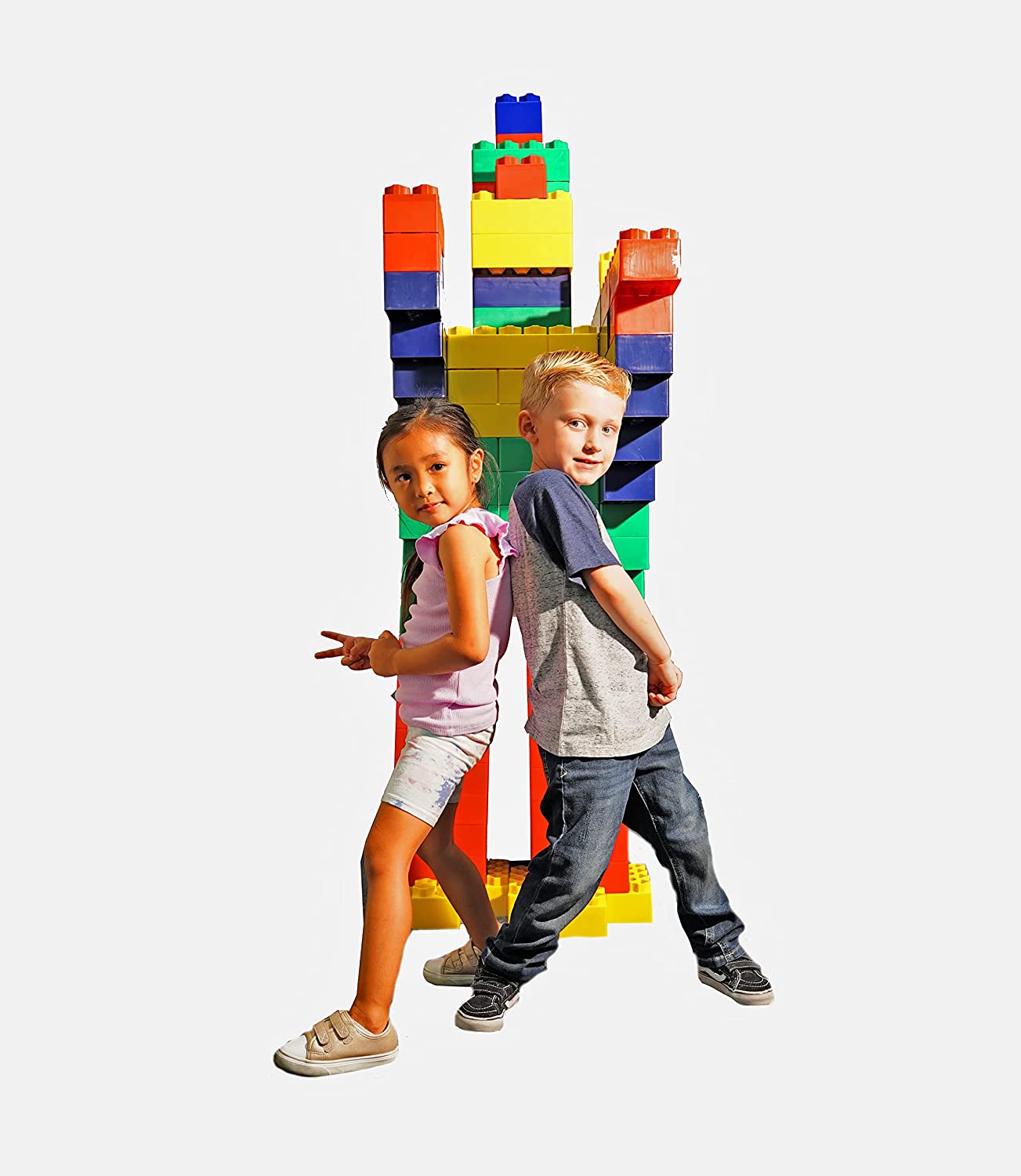 Kids Adventure Jumbo Blocks - (112) Piece Big?Blocks - 8" x 4" and 4" x 4" Large Building Blocks for Toddlers -Made in The USA - Durable Safe Plastic Blocks Jumbo Blocks (00294-5)