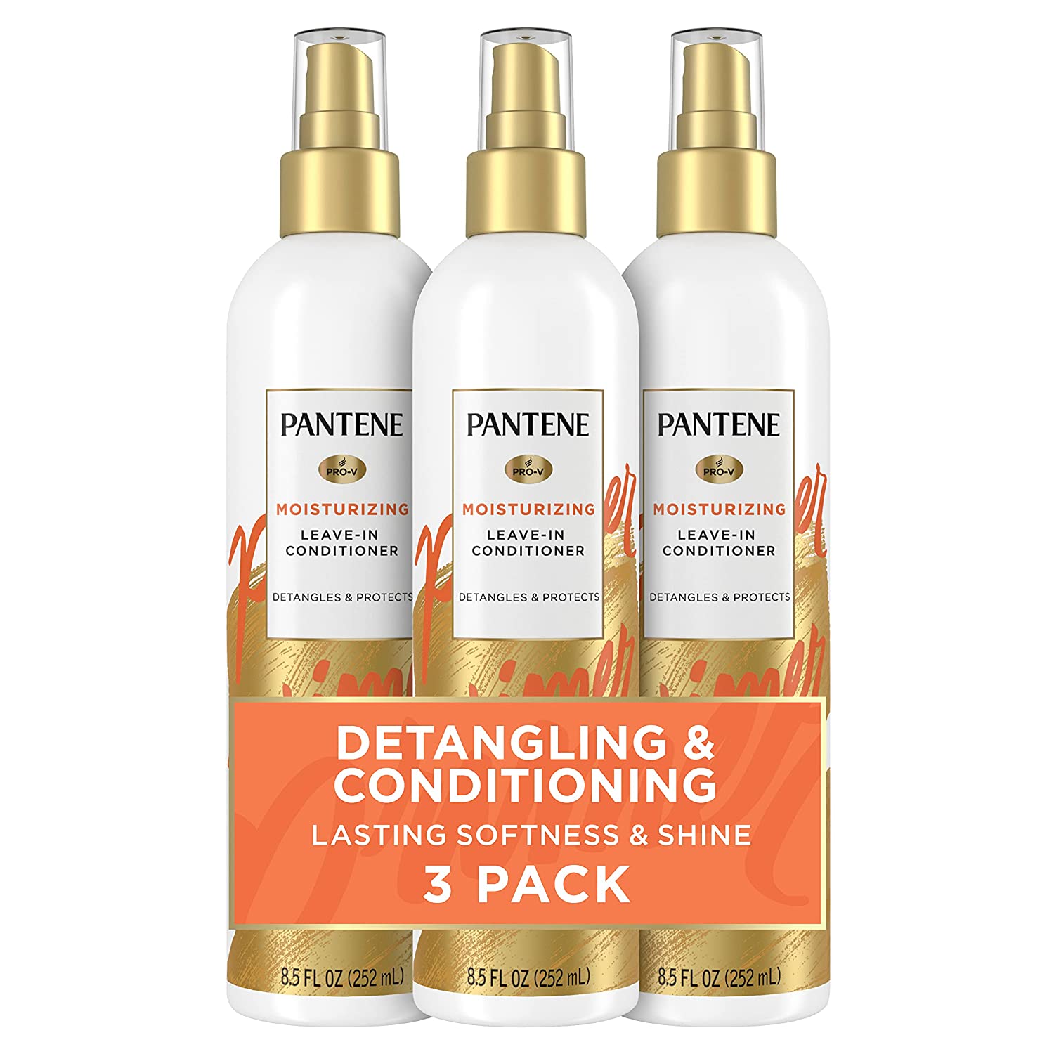 Pantene Conditioning Detangler Spray, Nutrient Boost, Pro-V Repair and Protect for Damaged Hair, 8.5 oz, 3 count (Packaging May Vary)