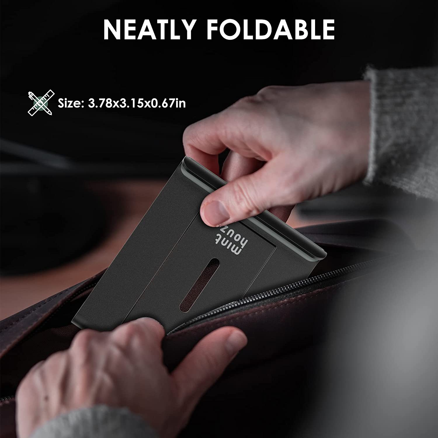 Minthouz Adjustable Cell Phone Holder for Desk - Foldable Phone Stand Compatible with iPhone 14 13 12 Pro Max Mini 11 Xr 8 Plus SE, iPad Mini, Switch, Android Smartphone, Tablets - Black