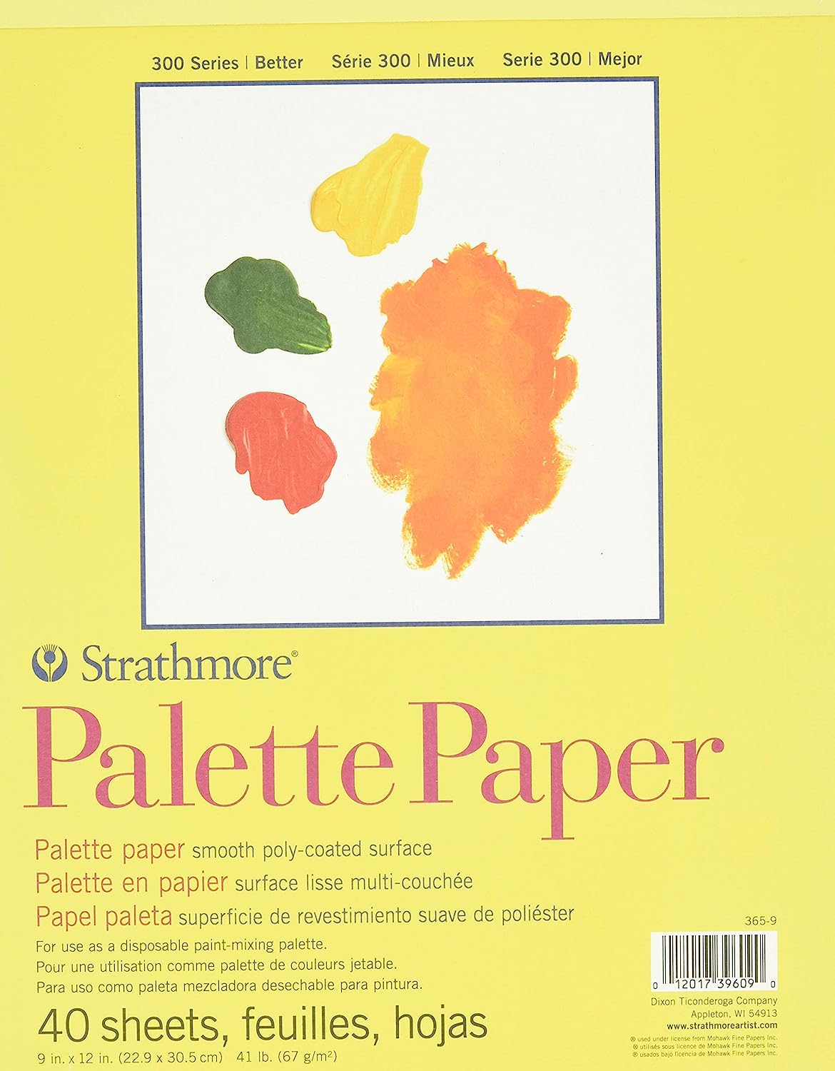 Strathmore 300 Series Palette Paper Pad, Tape Bound, 9x12 inches, 40 Sheets (41lb/67g) - Artist Paper for Adults and Students