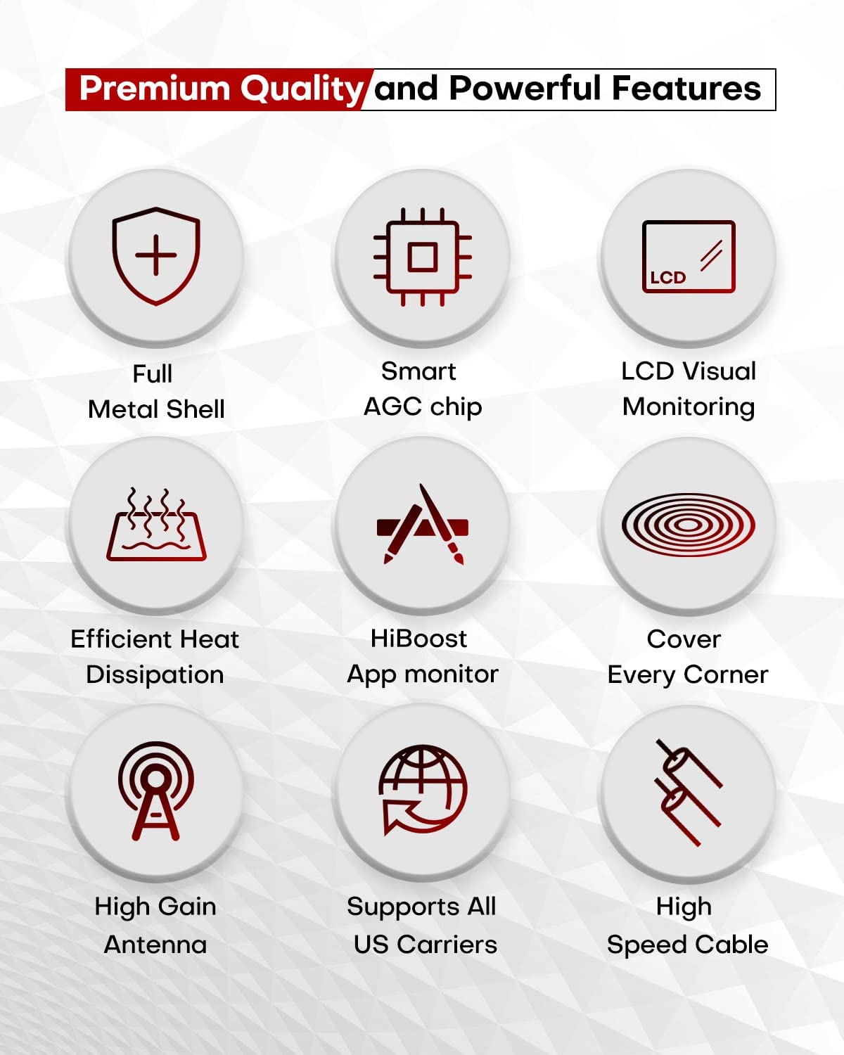 Hiboost Cell Phone Signal Booster for Home and Office, 5,500 sq ft, Boost 5G 4G LTE Data for Verizon AT&T and All U.S. Carriers, FCC Approved (10K Smart Link)