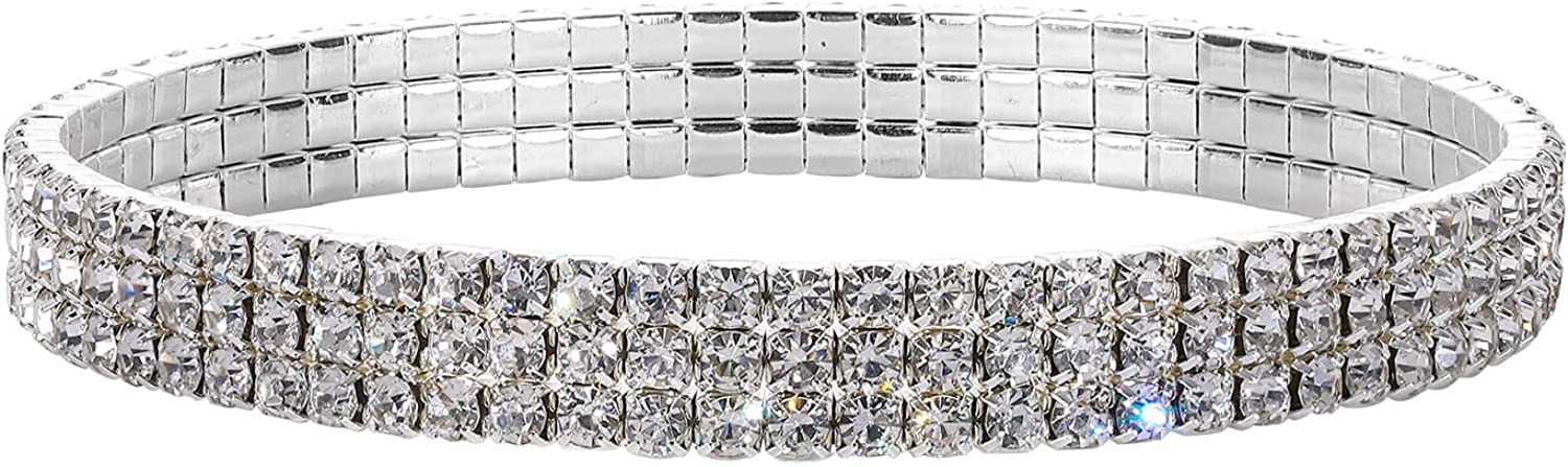 Kiokioa Charm Anklets For Women Crystal Rhinestone Stretch Tennis Anklet Elastic Anklet