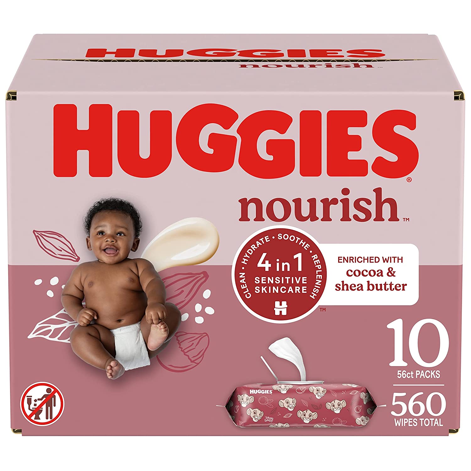 Scented Baby Wipes, Huggies Nourish Baby Diaper Wipes, 10 Push Button Packs (560 Wipes Total)