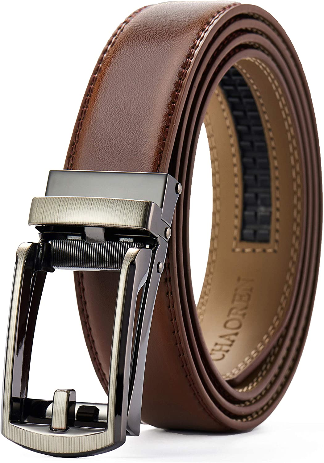 CHAOREN Dress Belts for Men - Mens Ratchet Belt 1 1/4" Adjustable with Click Buckle - Perfect Companion to Mens Dress Shoes