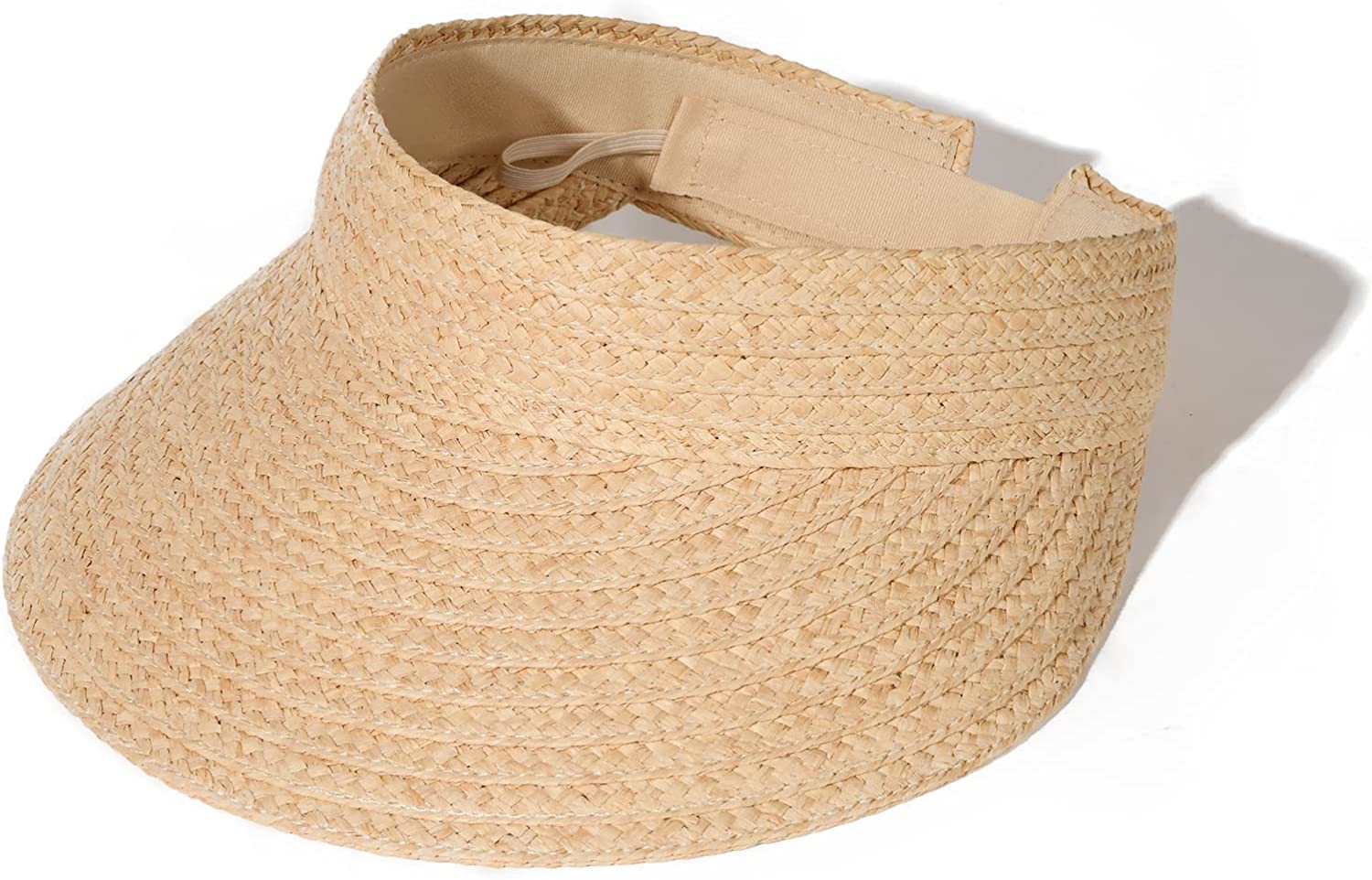 FURTALK Sun Visor Hats for Women Wide Brim Straw Visors Womens Foldable Beach Visors Summer Roll Up Ponytail Beach Hat