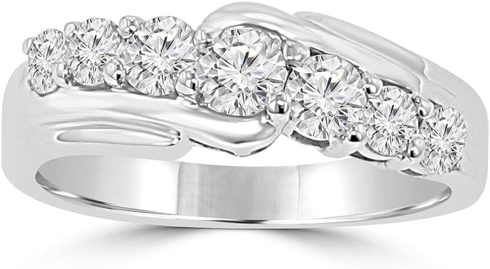 Madina Jewelry 1.15 ct Round Cut Diamond Wedding Band Ring in Prong Setting in 18 kt White Gold