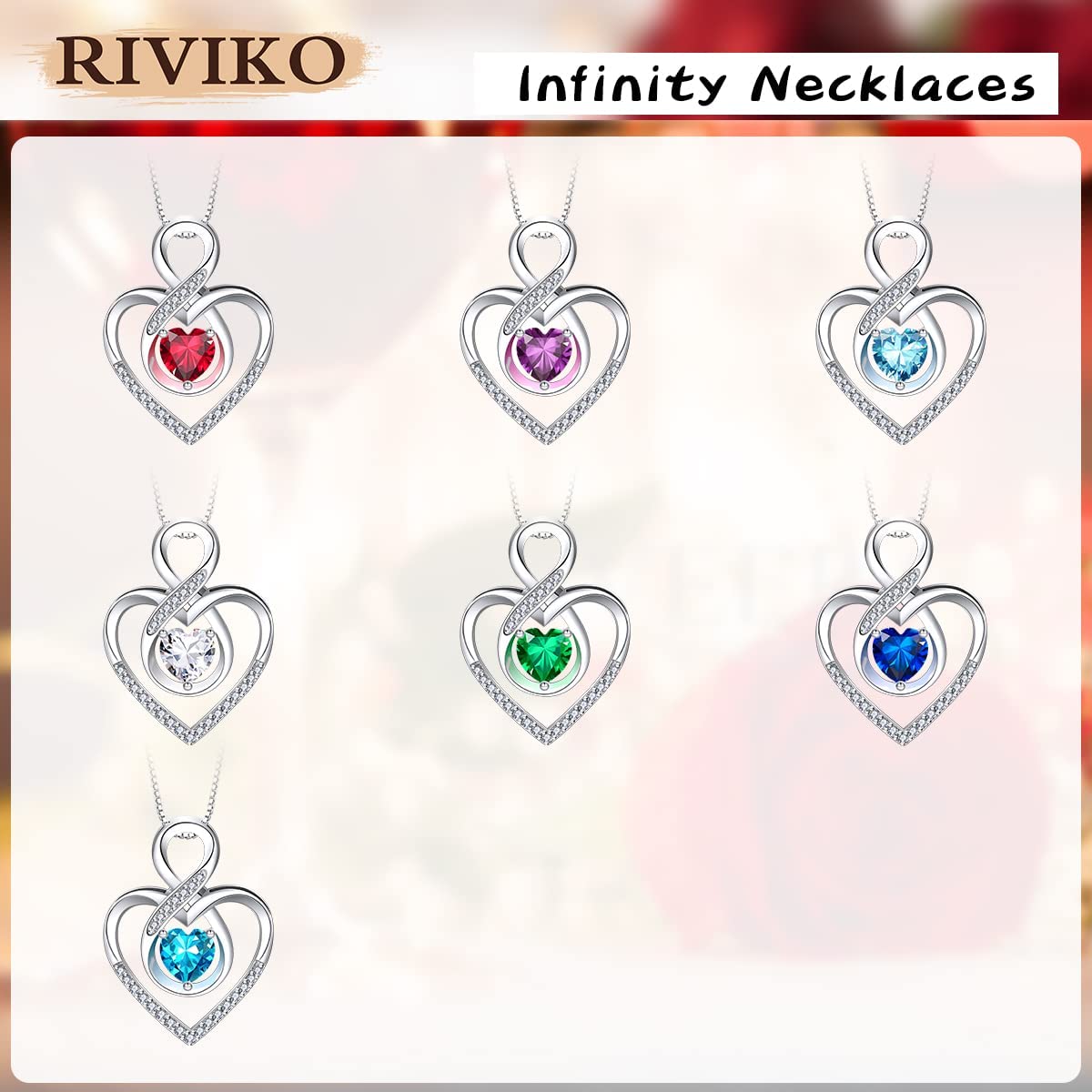 RIVIKO Infinity Heart Symbol Necklace for Women 925 Sterling Silver Dainty Forever Love Heart Pendant Valentine's Day Mother's Day Anniversary Birthday Jewelry Gifts for Women Mom Wife Girls Sister He