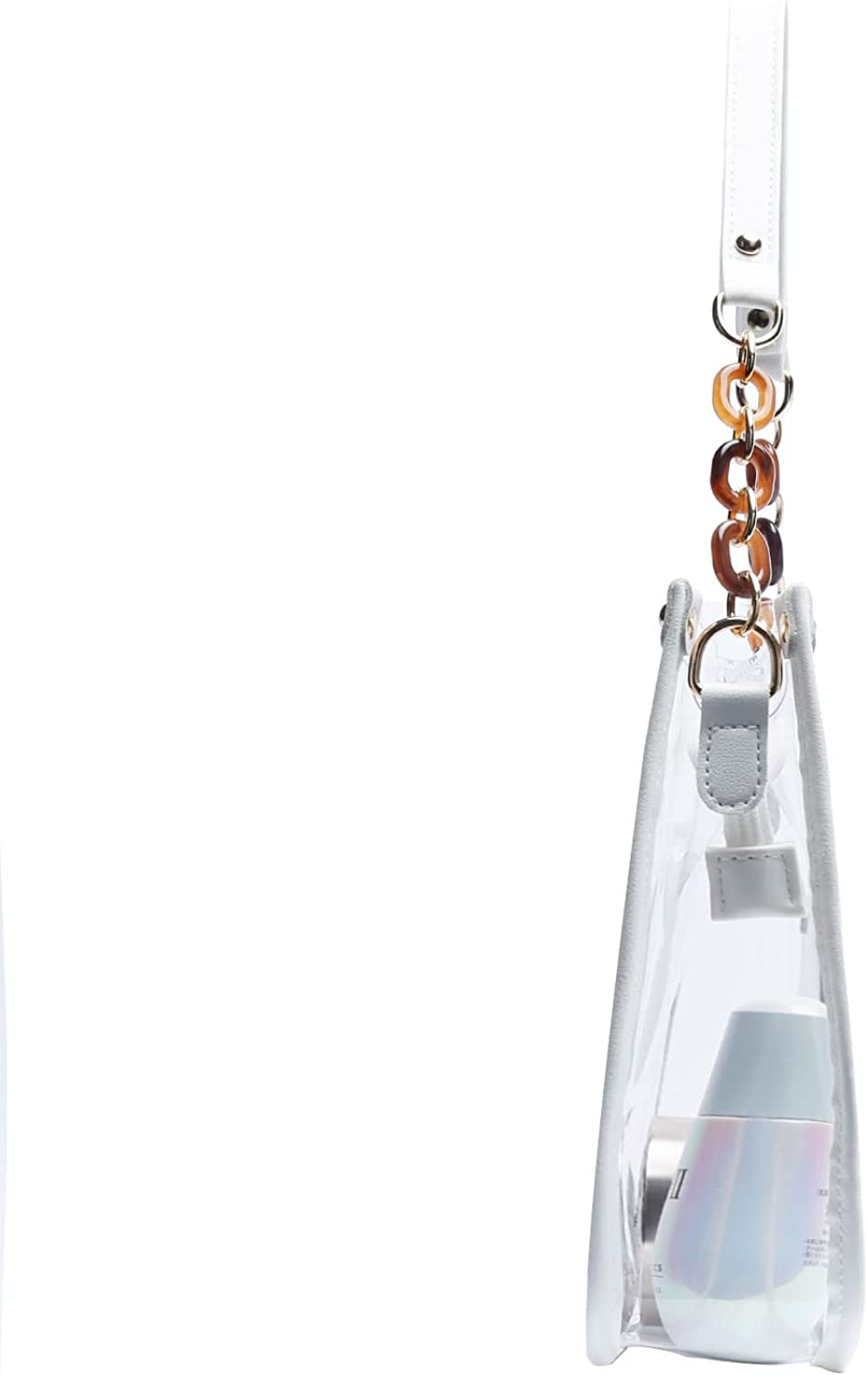 KKXIU Fashion Clear Crossbody Purse for Women and Teen Girls Stadium Approved PU Leather Concert Bag with Adjustable Strap