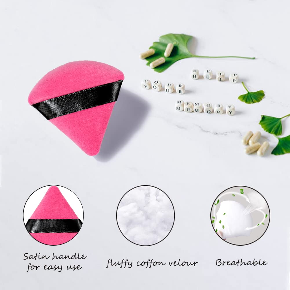 6 Pcs Triangle Powder Puff,Makeup Puff,Powder Puffs for Face Powder,Triangle Makeup Velour Puff,Triangle Sponges for Makeup,Loose Setting Powder Puff powder sponge makeup puffs(Black Flesh)