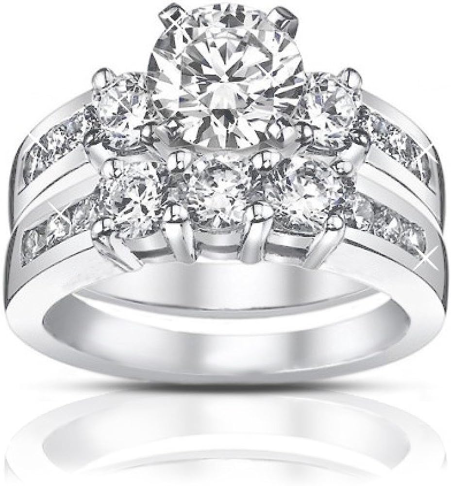 Madina Jewelry 1.85 ct Ladies Round Cut Diamond Engagement Accented Ring in Platinum