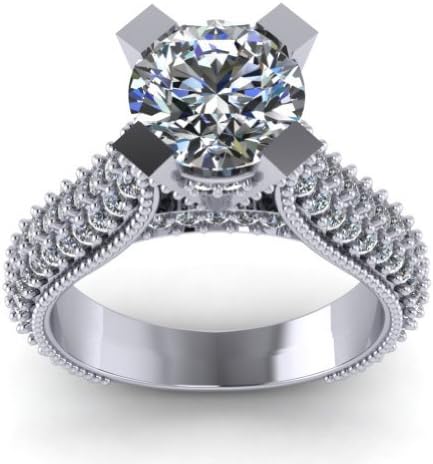 Madina Jewelry 2.65 ct Pave Set Round Cut Diamond Engagement Ring in 14 kt White Gold