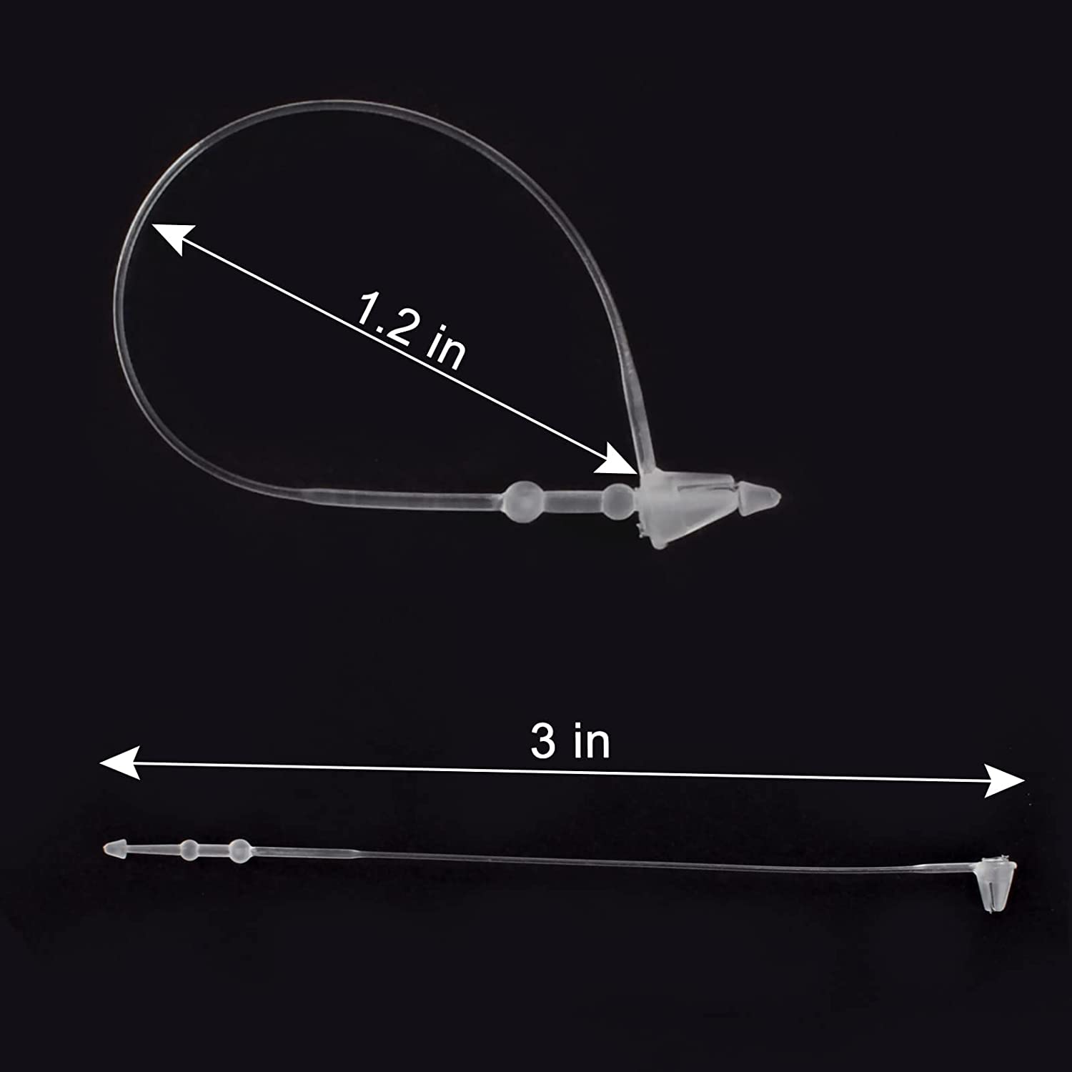 3" Plastic Fastener Clear Hang Tag Snap Lock Plastic Tag Fasteners Pin Security Loop for Retail Store Clothing Price Tag Pins (2000 Pcs)