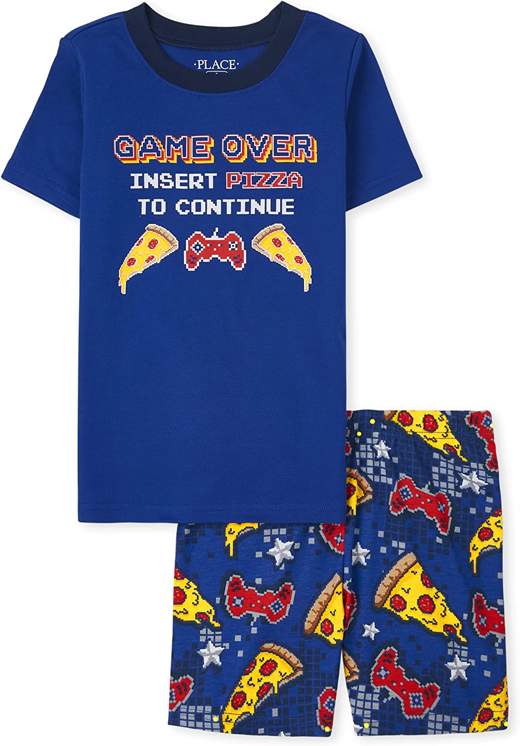 The Children's Place Boys Sleeve Top and Shorts Snug Fit 100% Cotton 2 Piece Pajama Sets